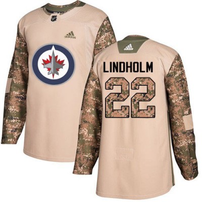 Adidas Winnipeg Jets #22 Par Lindholm Camo Authentic 2017 Veterans Day Stitched NHL Jersey